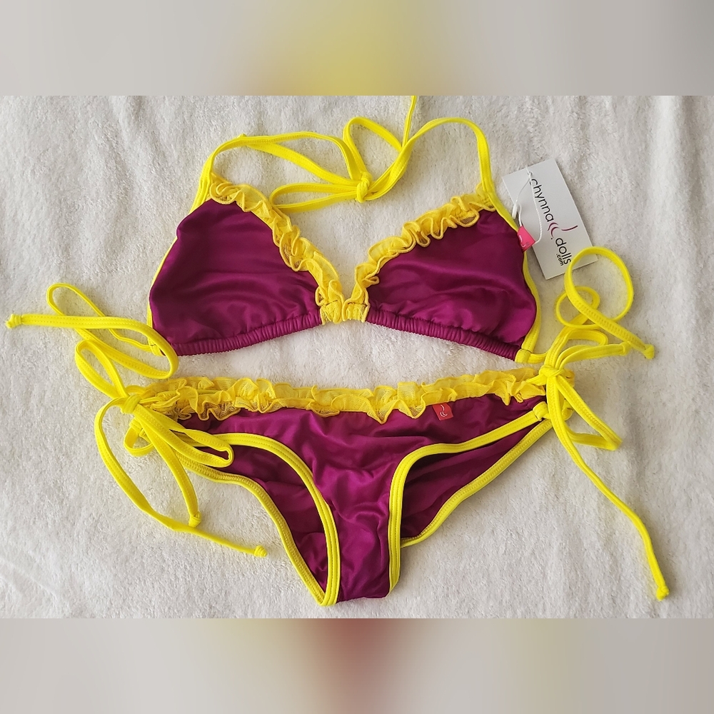 Chynna Dolls Vibrant Purple and Yellow Bikini